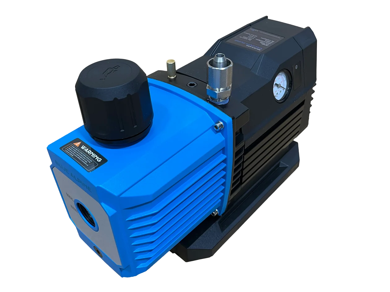 Blue Alpine Premium vacuum pump, angled view